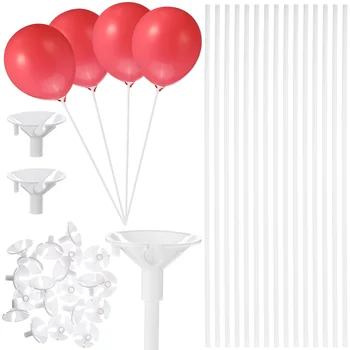 50шт пластиковых палочек для воздушных шаров с чашками, держатель для воздушных шаров на День рождения, свадьбу, Рождество, День Святого Валентина (белый)