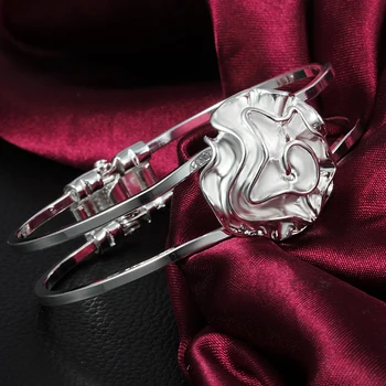 SAIYE Серебряные браслеты высшего качества из стерлингового серебра 925 пробы, Круглый браслет с цветком Розы, модные украшения, бижутерия