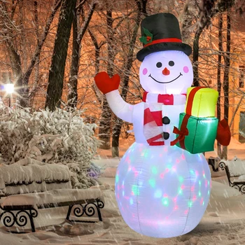 Гигантский надувной снеговик 1,5 м со светодиодной подсветкой, светящаяся надувная игрушка-кукла Navidad, Рождественское украшение для дома, сада на открытом воздухе