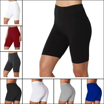 Женские тонкие короткие штаны для фитнеса, повседневные женские узкие брюки с высокой талией, летние черные шорты до колен, облегающая уличная одежда