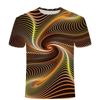 Летняя мужская футболка с 3D-принтом и короткими рукавами, мужская футболка с геометрическим рисунком vertigo, повседневная модная индивидуальность, футболки оверсайз