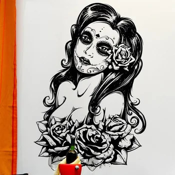 Мексиканский день Мертвых Сексуальная Девушка Виниловая Наклейка На стену 2425