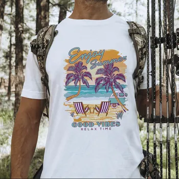 Одежда с принтом Пляжные путешествия Мода с принтом короткий рукав Летняя мода 90-х хлопковая футболка с принтом футболка для кемпинга.