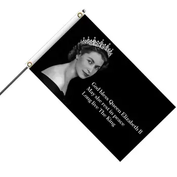 Памятные Вещи Королевы Елизаветы Садовый Флаг 5x3 Фута 1926-2022 Флаг Ее Величества Памятные Дворовые Флаги Патриотические Принадлежности Для Вечеринок