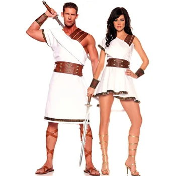 Пара на Хэллоуин, мужчина, женщина, костюм из Древнегреческого мифа, Римско-Египетский воин, Гладиатор, косплей, карнавальное нарядное платье для вечеринки