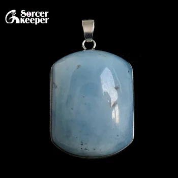 Подлинный аквамариновый Синий кулон, настоящий натуральный камень, Ключица, Цепочка, подвески, Ожерелья для мужчин, женщин, Винтажные украшения, подарок BG895