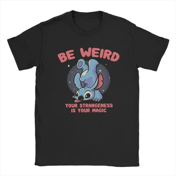 Футболка Be Weird Meme Stitch, мужская и женская потрясающая футболка из чистого хлопка, футболка Disney, одежда с коротким рукавом, подарок на день рождения
